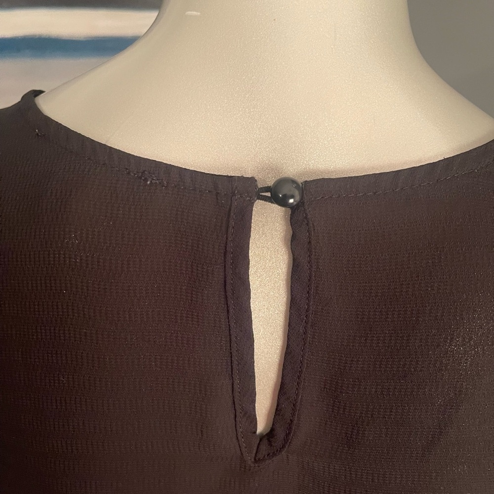 Trendy Black Ruffle Sleeve Blouse Sz. Small NWOT - Picture 6 of 12